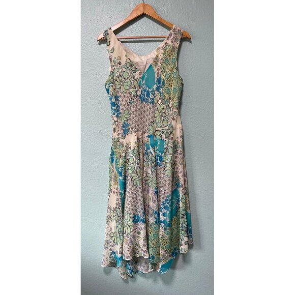Vintage Evan Picone‎ Women's Blue Green Boho Sleeveless Midi Dress Size 16 - Picture 2 of 10